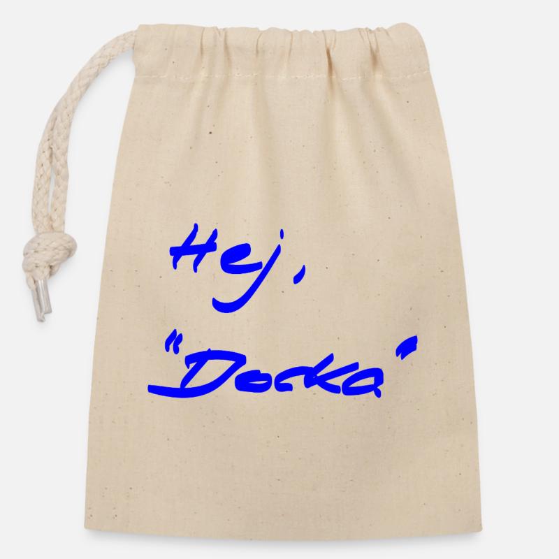 Welcome - different - Swedish - Closable cotton gift bag (14x20cm) - nature