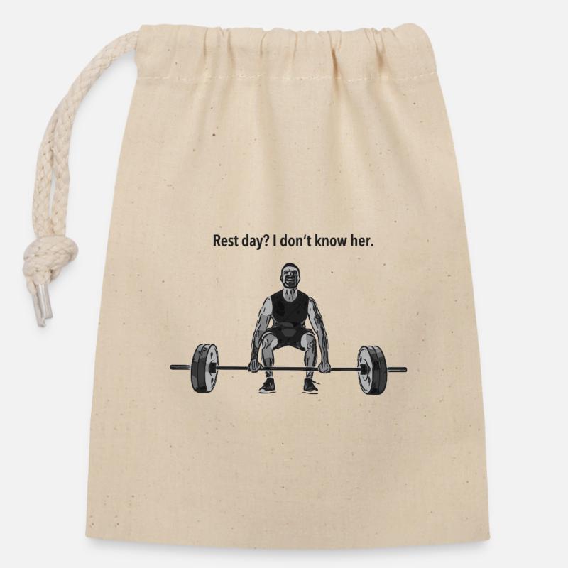 Rest_day - Closable cotton gift bag (14x20cm) - nature