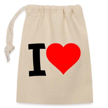 Red Heart - Clear Love Look - Closable cotton gift bag (14x20cm) - nature - Front