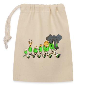 Animaux de la Savane en promenade - Sac cadeau en coton avec cordon (14 x 20 cm) - nature - Devant
