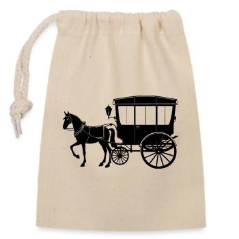 Amish-Pferdekutsche - Verschließbarer Geschenkbeutel aus Baumwolle (14x20cm) - Natur - Vorne
