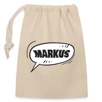 Markus speech bubble cartoon name - Closable cotton gift bag (14x20cm) - nature - Front