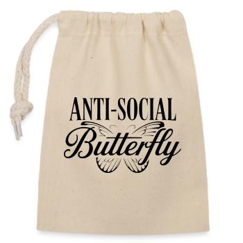 Anti Social Butterfly - Closable cotton gift bag (14x20cm) - nature - Front