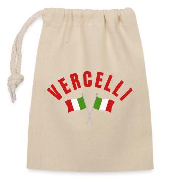 Vercelli with Italian Flags - Closable cotton gift bag (14x20cm) - nature - Front