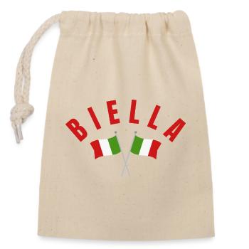 Biella Italienische Flaggen - Verschließbarer Geschenkbeutel aus Baumwolle (14x20cm) - Natur - Vorne