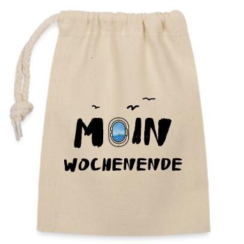 moin wochenende - Verschließbarer Geschenkbeutel aus Baumwolle (14x20cm) - Natur - Vorne