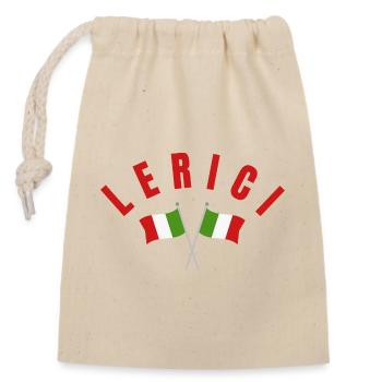 Lerici Crossed Italian Flags  - Closable cotton gift bag (14x20cm) - nature - Front