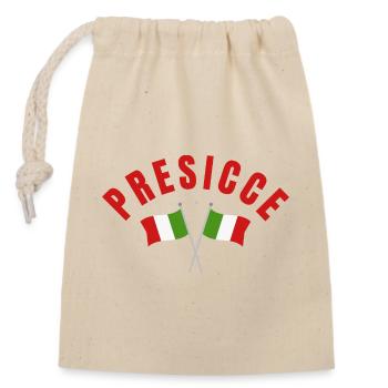 Presicce Crossed Italian Flags - Closable cotton gift bag (14x20cm) - nature - Front