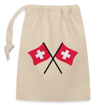 Swiss Flag - Closable cotton gift bag (14x20cm) - nature - Front