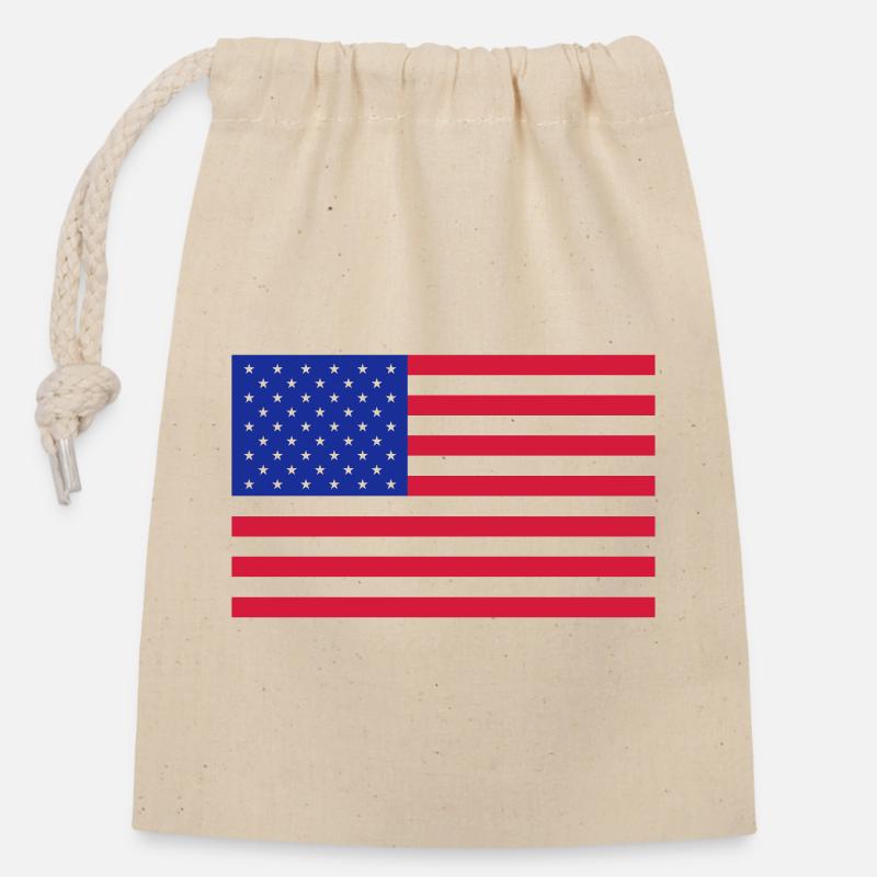 Flagge Amerika - Verschließbarer Geschenkbeutel aus Baumwolle (14x20cm) - Natur