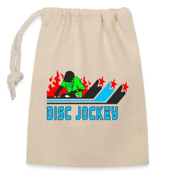 Disc Jockey / DJ / Geschenk / Geschenkidee - Verschließbarer Geschenkbeutel aus Baumwolle (14x20cm) - Natur - Vorne