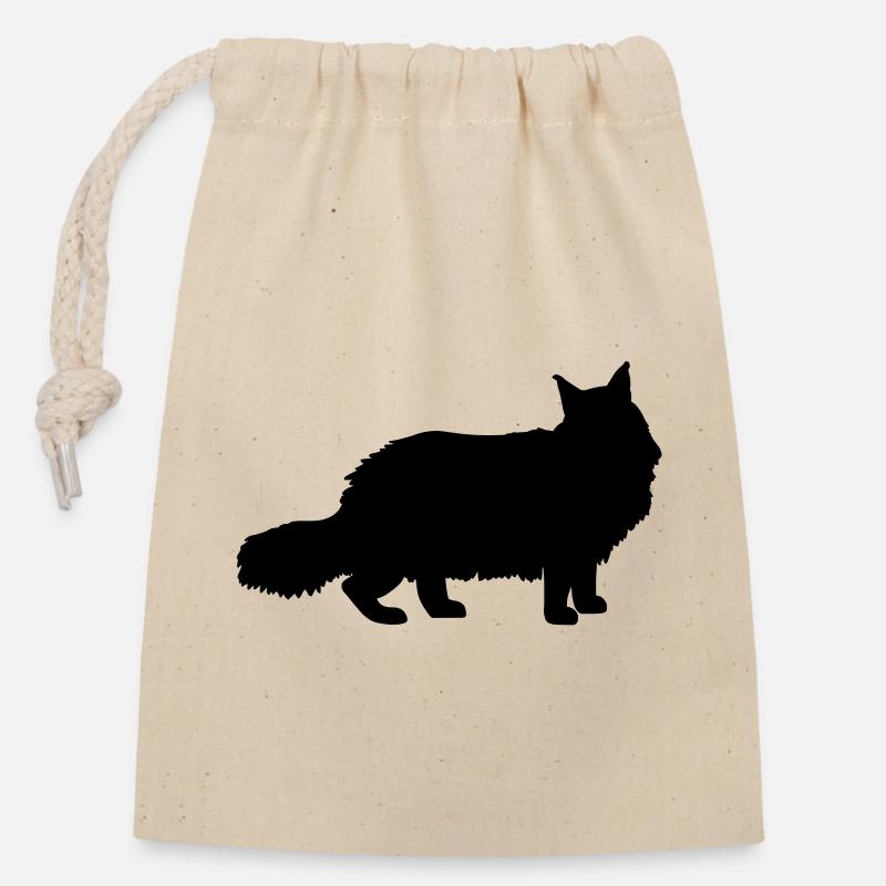 Maine Coon - Sac cadeau en coton avec cordon (14 x 20 cm) - nature