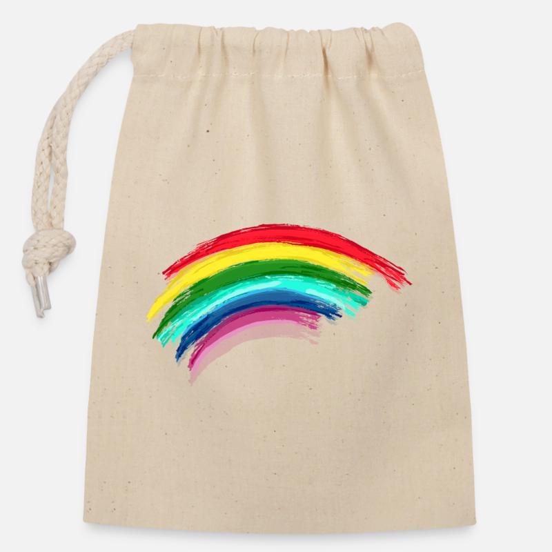 Rainbow Regenbogen Hope - Verschließbarer Geschenkbeutel aus Baumwolle (14x20cm) - Natur