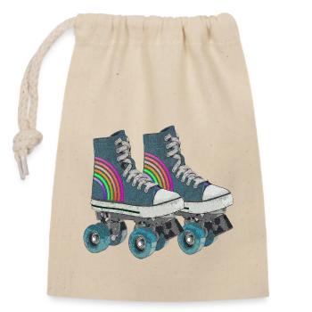 Vintage Classic skates / Roller skates - Closable cotton gift bag (14x20cm) - nature - Front