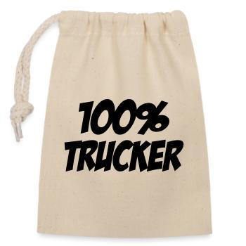 100% Trucker - Verschließbarer Geschenkbeutel aus Baumwolle (14x20cm) - Natur - Vorne