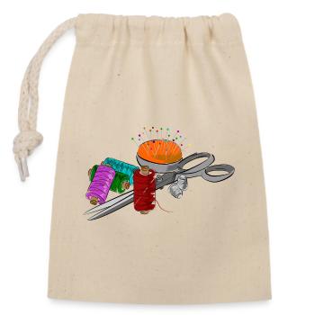 Motif tailleur avec ciseaux - Sac cadeau en coton avec cordon (14 x 20 cm) - nature - Devant
