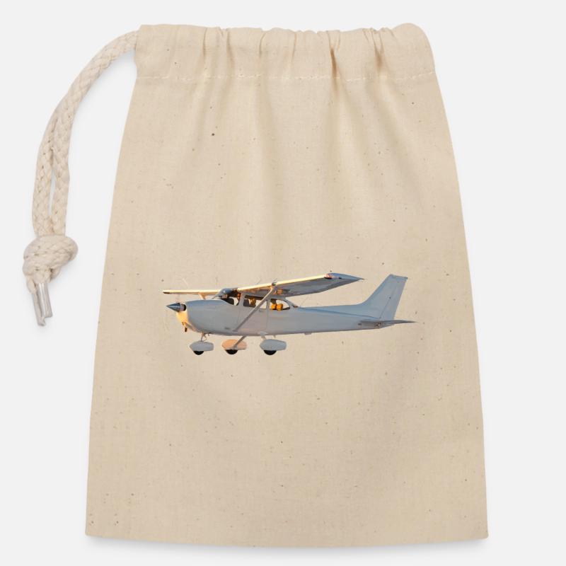 Cessna - Sac cadeau en coton avec cordon (14 x 20 cm) - nature
