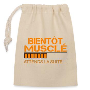 Bientot musclé orange - Sac cadeau en coton avec cordon (14 x 20 cm) - nature - Devant