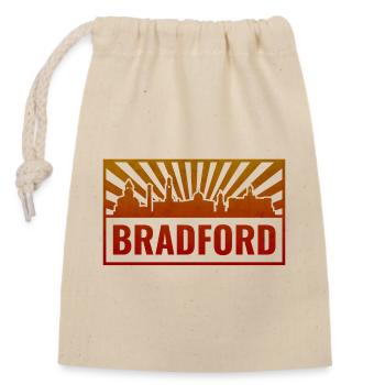 Bradford Skyline Sonnenaufgang - Verschließbarer Geschenkbeutel aus Baumwolle (14x20cm) - Natur - Vorne
