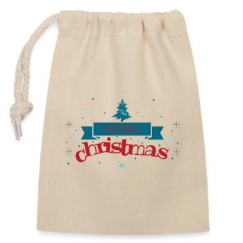 MERRY CHRISTMAS - Sac cadeau en coton avec cordon (14 x 20 cm) - nature - Devant