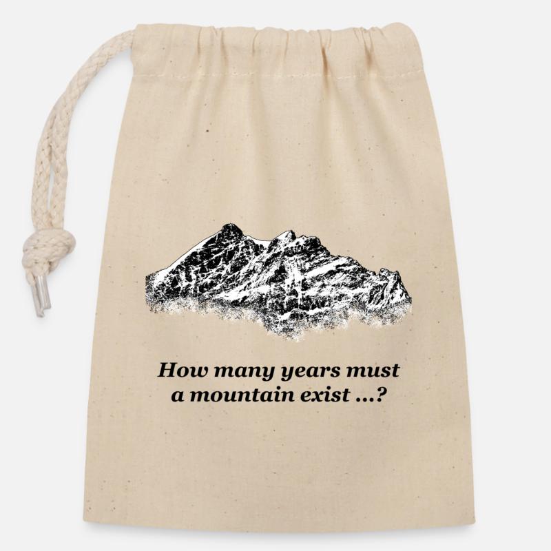Dylan - Montagne - Sac cadeau en coton avec cordon (14 x 20 cm) - nature