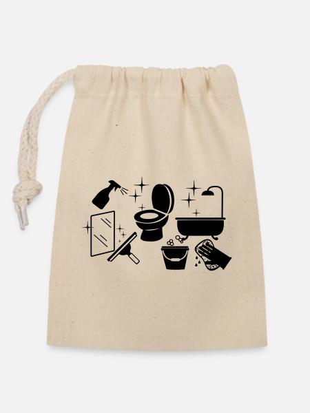 Reiniger 7 - Verschließbarer Geschenkbeutel aus Baumwolle (14x20cm) - Natur
