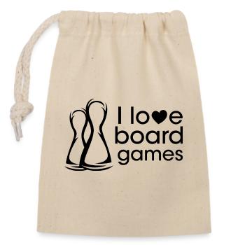 Spiele boardgames Brettspiele Symbol Liebe Freunde - Verschließbarer Geschenkbeutel aus Baumwolle (14x20cm) - Natur - Vorne