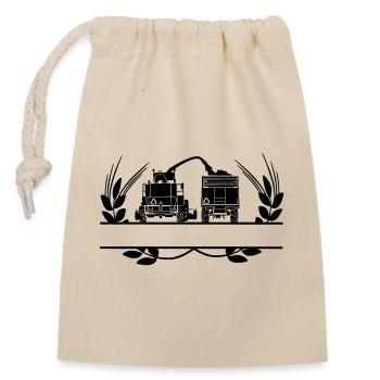 Grain logo Shredder laurel wreath - Closable cotton gift bag (14x20cm) - nature - Front