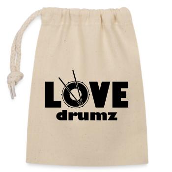 Tambour d’amour - Sac cadeau en coton avec cordon (14 x 20 cm) - nature - Devant