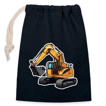 Bagger / Baustelle / Maschine /graben / Schaufel - Verschließbarer Geschenkbeutel aus Baumwolle (14x20cm) - Navy - Vorne