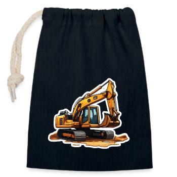 Excavator / construction site / machine /digging / shovel - Closable cotton gift bag (14x20cm) - navy - Front