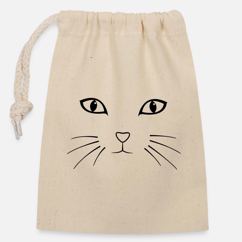 Chat - Sac cadeau en coton avec cordon (14 x 20 cm) - nature