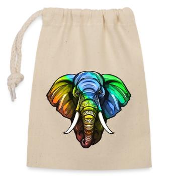 Elephant Head Colorful - Closable cotton gift bag (14x20cm) - nature - Front