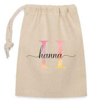 H | Monogramm | Name | Hanna |Watercolor - Verschließbarer Geschenkbeutel aus Baumwolle (14x20cm) - Natur - Vorne