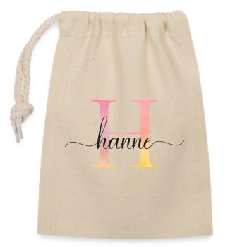 H | Monogram | Name | Hanne |Watercolor - Closable cotton gift bag (14x20cm) - nature - Front