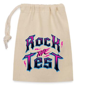 Jour d’examen Rock The Test Journée d’examen drôle d’enseignant - Sac cadeau en coton avec cordon (14 x 20 cm) - nature - Devant