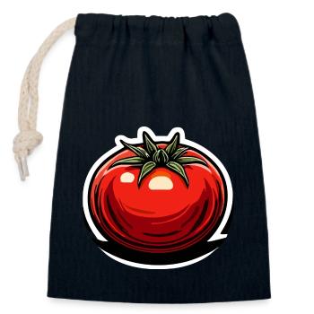 Alimentation / Légumes / Marché / Vitamines / Design - Sac cadeau en coton avec cordon (14 x 20 cm) - bleu marine - Devant