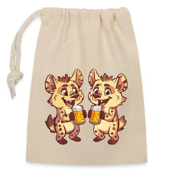 Hyäne Bier Party Trinken - Verschließbarer Geschenkbeutel aus Baumwolle (14x20cm) - Natur - Vorne