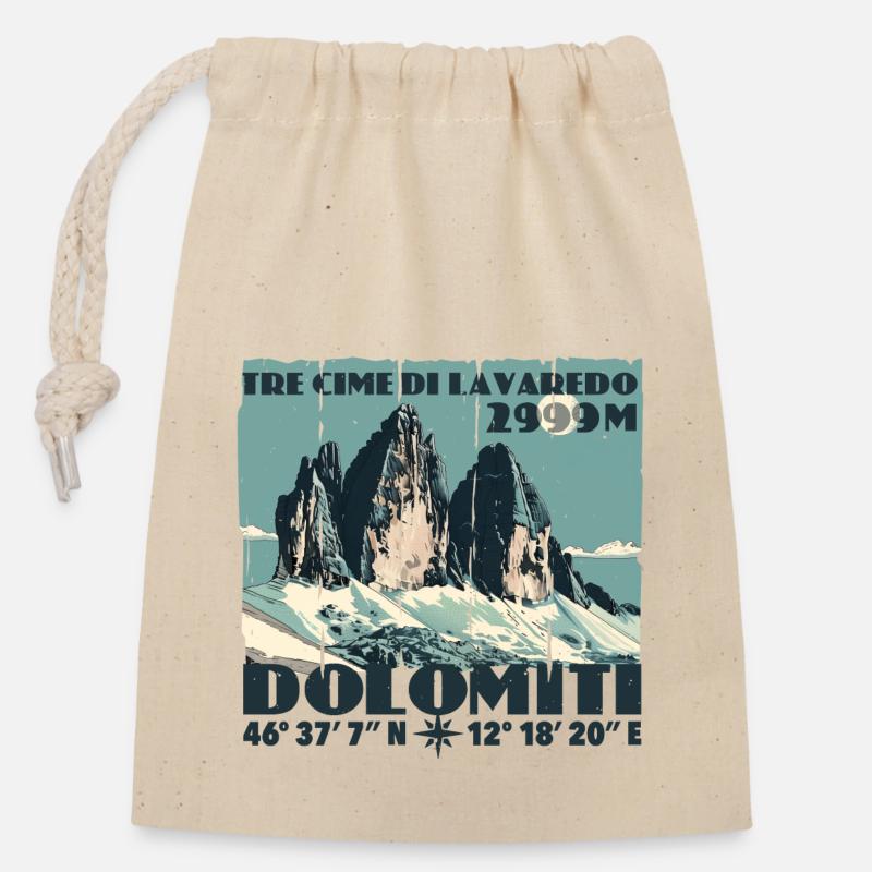 Te Cime Lavaredo Dolomiti Drei Zinnen Dolomiten - Verschließbarer Geschenkbeutel aus Baumwolle (14x20cm) - Natur