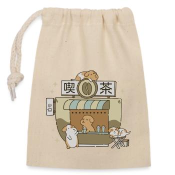 Dog Cafe - Closable cotton gift bag (14x20cm) - nature - Front