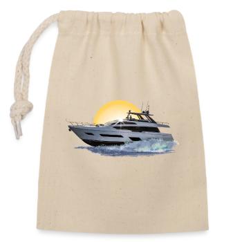 Motorboat - Closable cotton gift bag (14x20cm) - nature - Front
