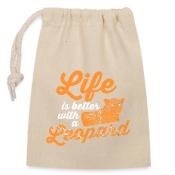 La vie est meilleure avec une citation de chat sauvage léopard - Sac cadeau en coton avec cordon (14 x 20 cm) - nature - Devant