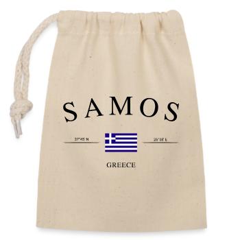 Samos Griechenland – Urlaub Souvenir & Geschenk - Verschließbarer Geschenkbeutel aus Baumwolle (14x20cm) - Natur - Vorne