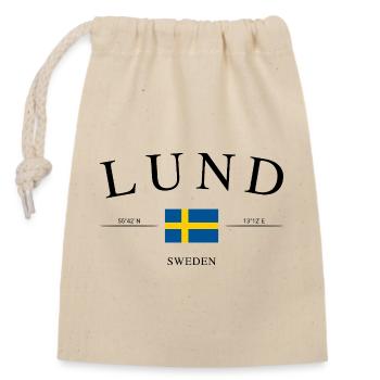 Lund Schweden – Urlaub Souvenir & Geschenk - Verschließbarer Geschenkbeutel aus Baumwolle (14x20cm) - Natur - Vorne