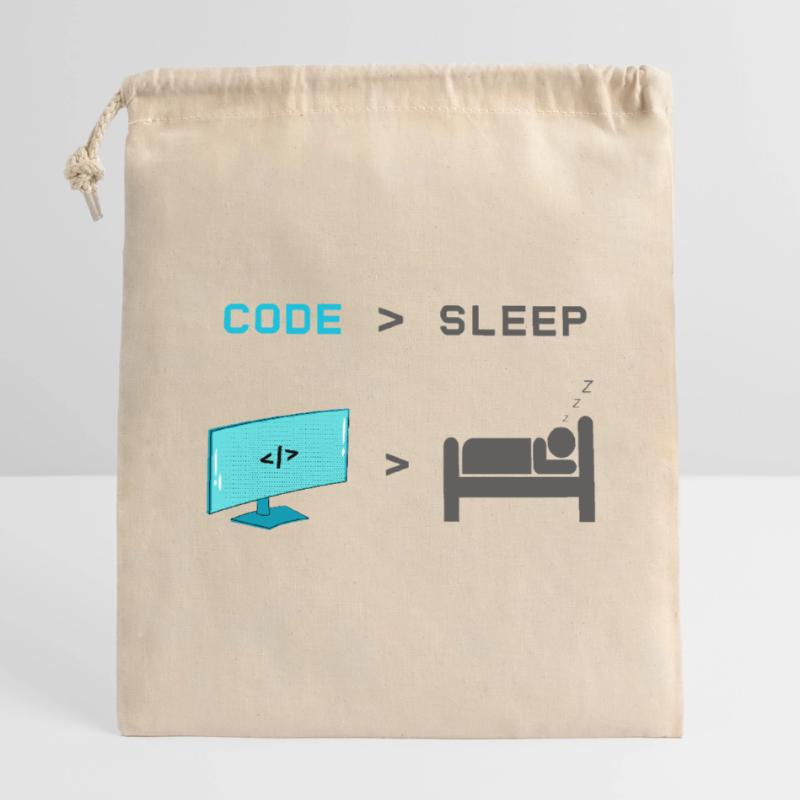 Code vs Veille : codeur en mode veille Sac cadeau en coton avec cordon (14 x 20 cm)