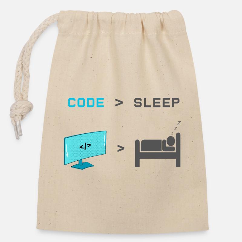 Code vs Sleep: Coder in Sleep Mode - Closable cotton gift bag (14x20cm) - nature