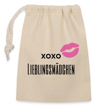 Kiss Me – Conception de lèvres romantiques xoxo - Sac cadeau en coton avec cordon (14 x 20 cm) - nature - Devant