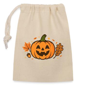 Funny Pumpkin Halloween Cartoon Design - Closable cotton gift bag (14x20cm) - nature - Front