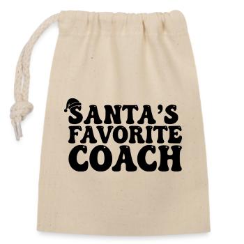 Santas' Favorite Coach - Verschließbarer Geschenkbeutel aus Baumwolle (14x20cm) - Natur - Vorne