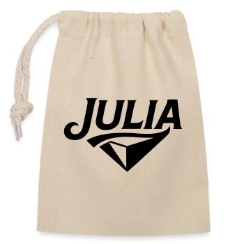 Julia -  Namendesign - Verschließbarer Geschenkbeutel aus Baumwolle (14x20cm) - Natur - Vorne